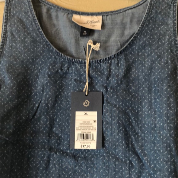 New Chambray Top Summer with String s XL, Blue - Picture 3 of 6